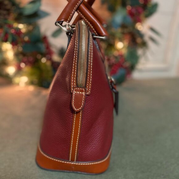 Dooney & Bourke Pebble Grain Cranberry Deana Satchel - Picture 6 of 9